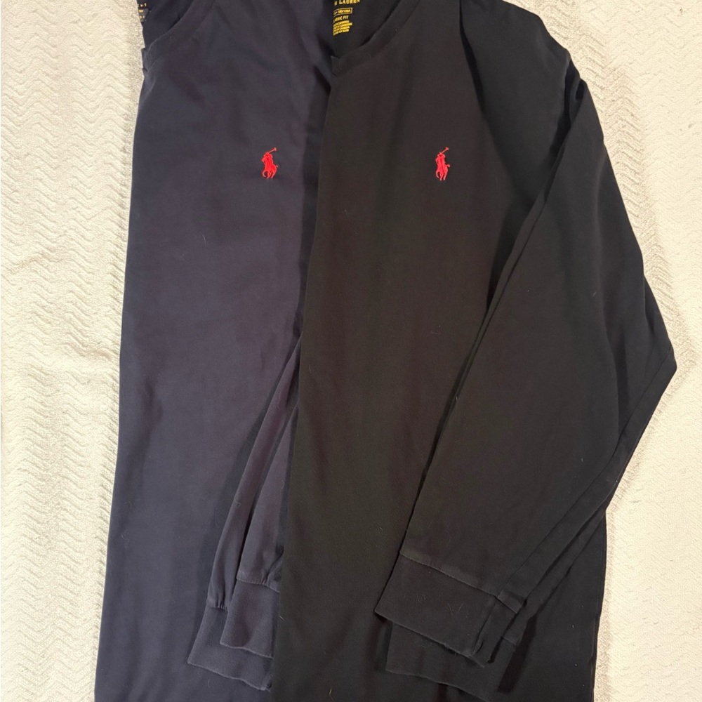 MENS Polo Ralph Lauren Black and Navy long sleeve T-Shirts *TWO shirts- 1 price*